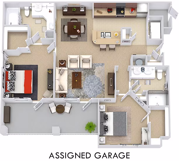 2 Beds • 2 Bath 12109 floor plan